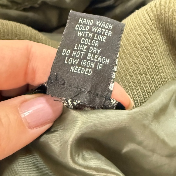 Finesse Funnel Mock Neck Army Green Bomber Aviator Cropped Jacket Hooded Small - Picture 7 of 9